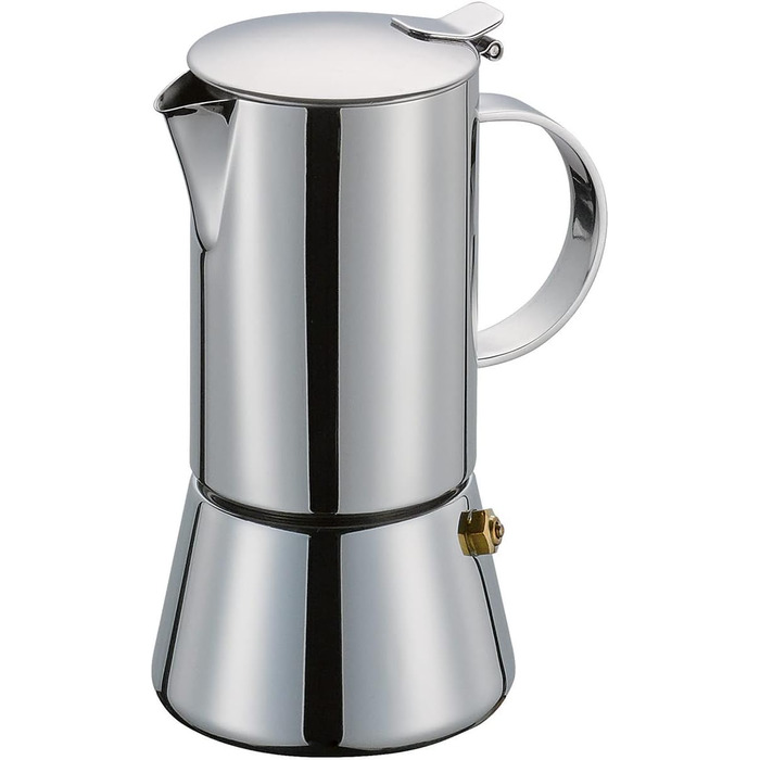 Cilio AIDA Espresso Maker 4 Cups | Polished Stainless Steel | Suitable for all stovetops, including induction | Ø 9cm, H:17.5cm | Italian Coffee Machine | Cafetera Polished Stainless Steel 4 Cups