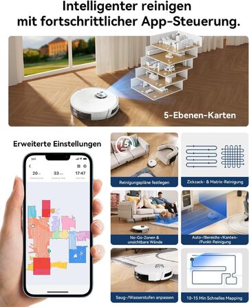 Робот-пилосос Proscenic Q20Plus з функцією миття, 10000Pa, 200 хвилин роботи, бездротова станція, 3-в-1 для прибирання шерсті тварин, килимів та твердих підлог (білий)