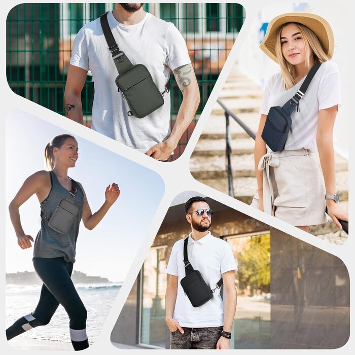 Сумка на груди Broadream: водонепроникна нагрудна сумка, чорна - для чоловіків та жінок, RFID-захист, для спорту та туризму