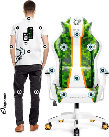 Ігрове крісло Diablo X-One 2.0 XL з ергономічним дизайном, регульованими підлокітниками, подушками для шиї та попереку, офісне крісло для геймерів, модель Craft King