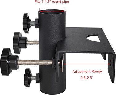 VANROUG Robust Balcony Umbrella Holder, Clamp, Garden Fence, Parasol, Terrace Decking, Clamping Range (20 mm - 63 mm), Umbrella Diameter (23 mm - 38 mm) (black)