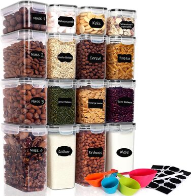 Контейнери для зберігання Caliyo з кришкою, герметичні, набір 16 шт. для продуктів харчування, BPA-Free
