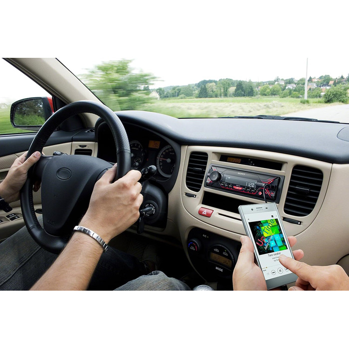 Автомагнітола Sony DSX-A410BT з Bluetooth, NFC, USB, AUX, підсвіткою, 4x55 Вт, гучний зв'язок, червона