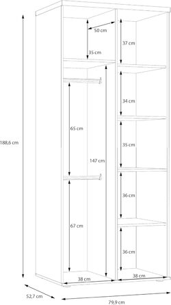 Forte WINNIE 2-türiger Kleiderschrank