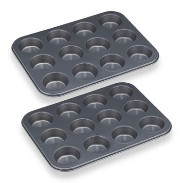 Relaxdays 12-Cup Muffin Tin Set of 2