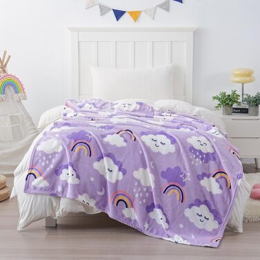 Плед-ковдра з принтом геймпада, що світиться в темряві, для дітей та дорослих, 127x150 см, сірий (фіолетові хмари)