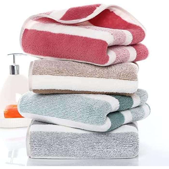 М'які рушники з мікрофібри SOFTBATFY, 4 шт., 35.6 x 76.2 см, швидковисихаючі – для ванної кімнати, душу, спа (смугастий дизайн Cabana)