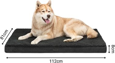 Ортопедичне ліжко для собак Lionto, 112x81x8 см, чорне. М'яке, знімний чохол, водонепроникне, для собак та котів