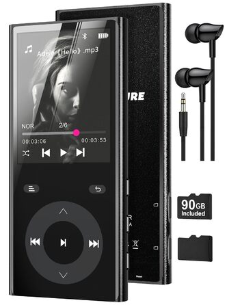 MP3 плеєр з Bluetooth 5.3 та динаміком, 90 ГБ пам'яті, 2.4