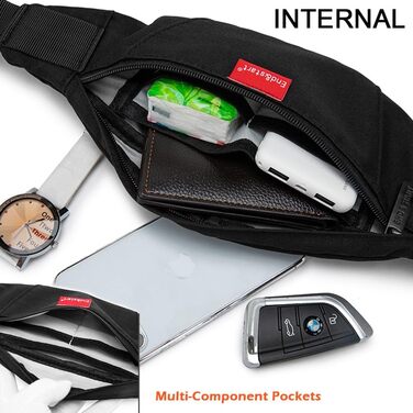 Чоловіча та жіноча поясна сумка-рюкзак, водонепроникна, для спорту, подорожей та активного відпочинку (чорна)