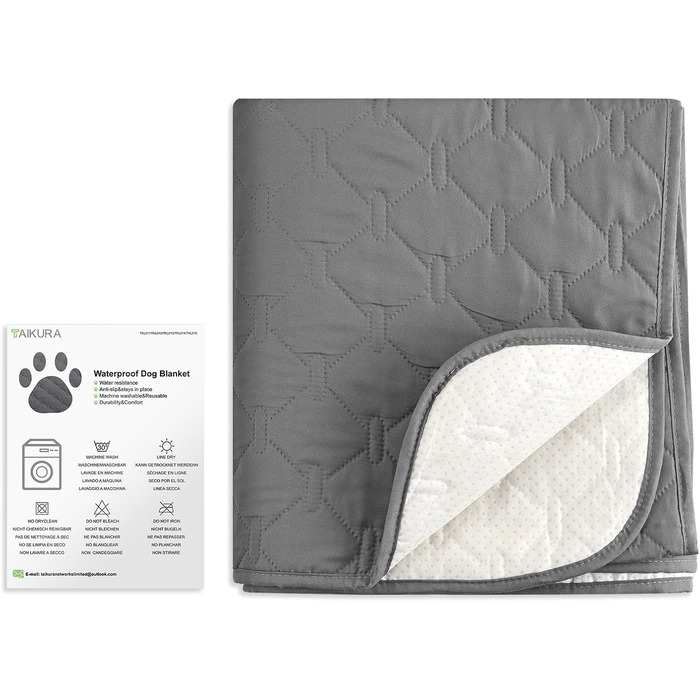 Водонепроникний килимок для собак, килимок для котів, неслизький, міцний, для захисту дивану, ліжка, автокрісла, можна прати в пральній машині (172 x 208 см, темно-сірий)