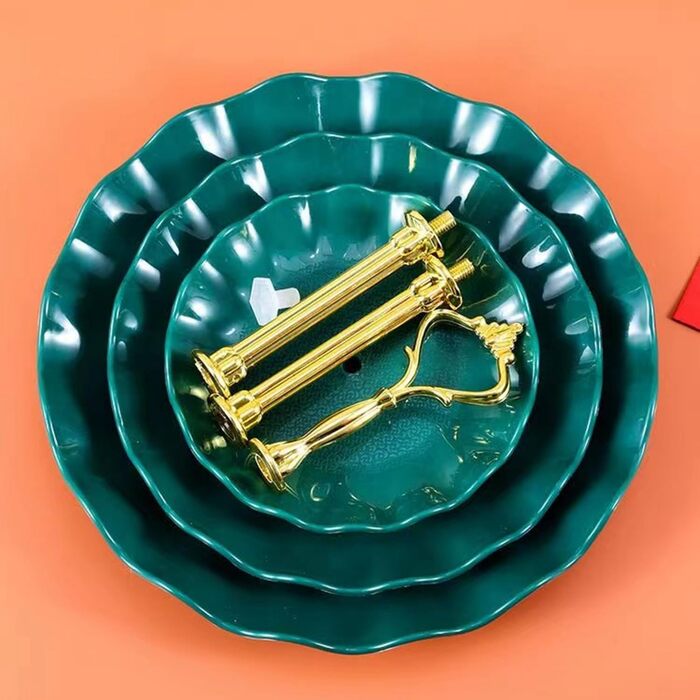 Підставка для тістечок Wagoodter 3 яруси, зелена - для вечірок, днів народжень, чаювання