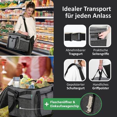 Складана сумка-холодильник 30л, водовідштовхувальна, +12 годин свіжості, міцна ізоляція – сіра сумка-холодильник, сумка для обіду, термосумка для пікніка