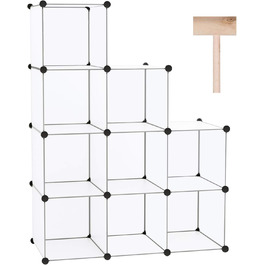 C&AHOME UPCS09M Dice Storage Organizer, 9-Cube Shelves, Closet Organizer, DIY, Plastic, Modular Bookshelf, Ideal for Bedroom, Living Room, Milky White (Transparent White)
