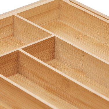 Relaxdays Extendable Bamboo Cutlery Box