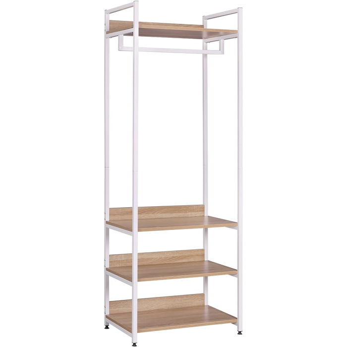 WOLTU Clothes Rack with Shelf, Open Wardrobe with Shoe Shelf, Coat Rack for Bedroom, Wood and Steel