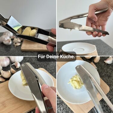 Прес для часнику з нержавіючої сталі - миється в посудомийній машині, стійкий до іржі - міцний та ергономічний, для легкого подрібнення - ідеальний для свіжого часнику