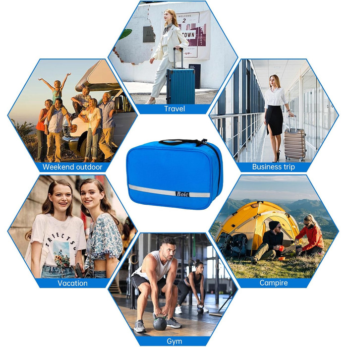 Сумка для туалетних аксесуарів на блискавці, дорожня, унісекс, з 4 відділеннями, Caping Oxford (Блакитний)