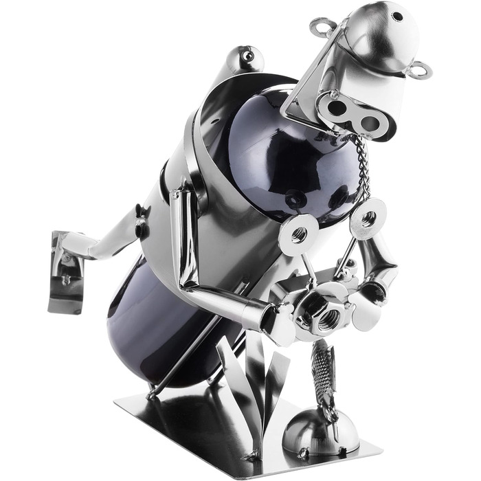BRUBAKER Wine Bottle Holder Bottle Stand Diver with Camera Decorative Object Metal with Greeting Card for Wine Gift