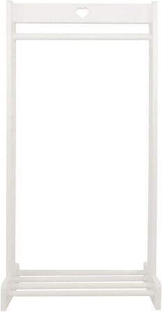 Puckdaddy Svetje | Clothes Rack 60x30x120 cm | Clothes stand made of pine wood in vintage design in white | Modern coat rack for baby and children's rooms | With practical shoe storage