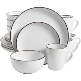 Набір посуду Gibson Home Rockaway з каменю, 16 предметів, матовий білий/металевий, на 4 особи