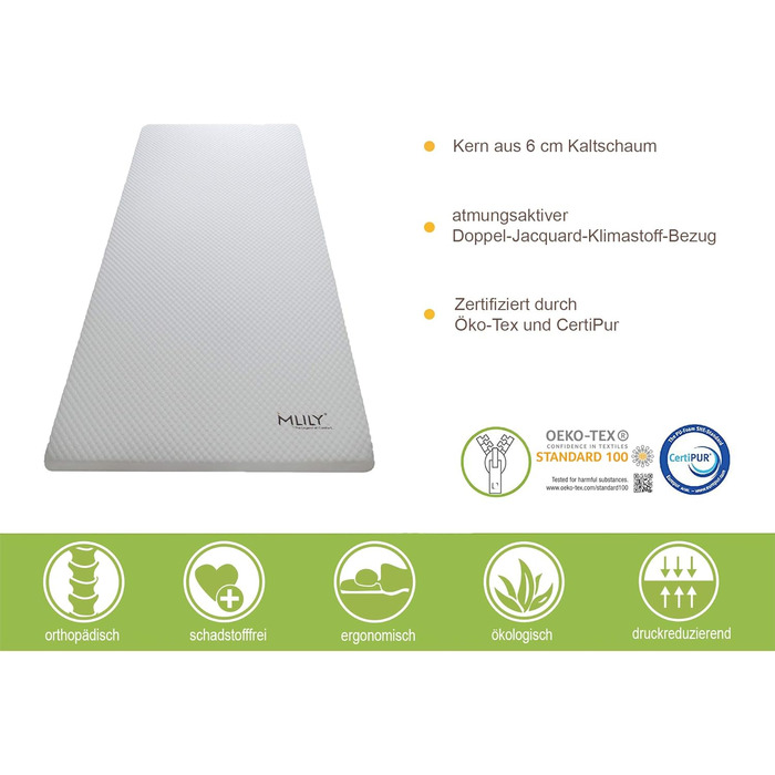 Ebitop Topper Mattress Topper, Cold Foam Mattress Topper, EBI - A2-160.6 Washable Cover 200x160x6 cm White