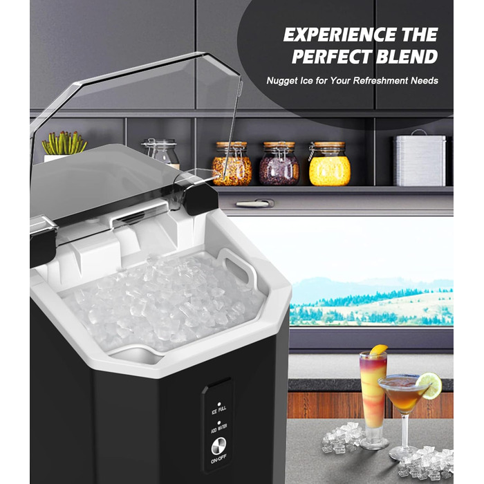 Машина для приготування кубиків льоду Ice Maker - 2L, чорна, з LED-дисплеєм, лопаткою та кошиком. Швидке приготування льоду за 6 хвилин.