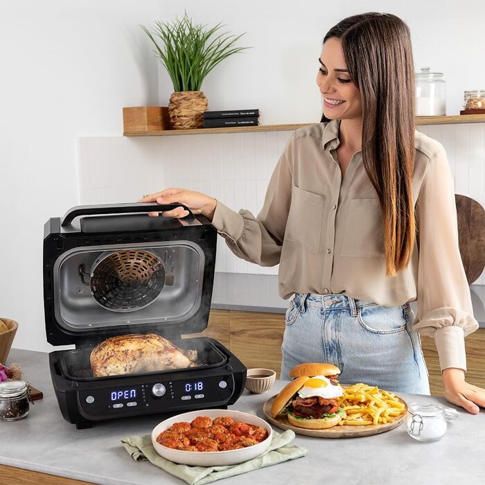 Cecotec Oil-Free Hot Air Fryer, 8 L, Cecofry FireDome 8000 Pro. 1700 W, Double Heating, 4 Grill Levels, 12 Predefined Modes, Adjustable Temperature and Time, 8-Liter Accessory Kit