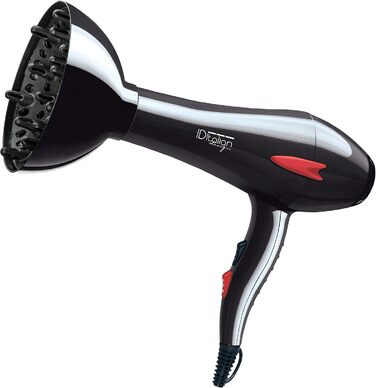 Професійний фен для волосся ID Italian Design з насадкою для укладки, 3 температурні та 2 режими швидкості, 2200W (темно-сірий)