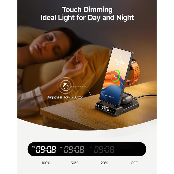 Бездротова зарядка leQuiven 3 в 1 для Samsung Galaxy S25 Ultra, S24, S23, Z Fold/Z Flip, Galaxy Watch 8/7/6/5/4, Buds3 Pro (без адаптера, чорний)