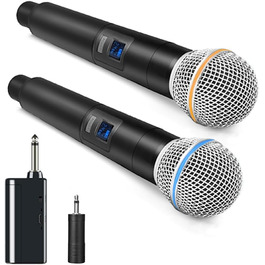 Бездротовий мікрофон Handheld з металу, система з акумуляторним приймачем, для караоке, співу, вечірок, весіль, DJ, промов, 60 м, HDMIC-5802