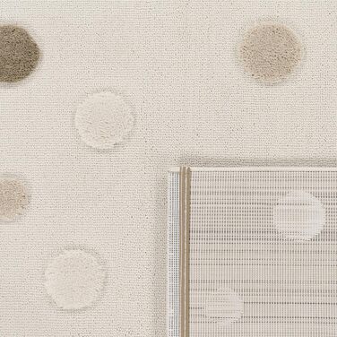 Дитячий килим Paco Home для хлопчиків та дівчаток 80x150 см, бежевий з левами, 3D ефект, м'який, з петлями, легко чиститься