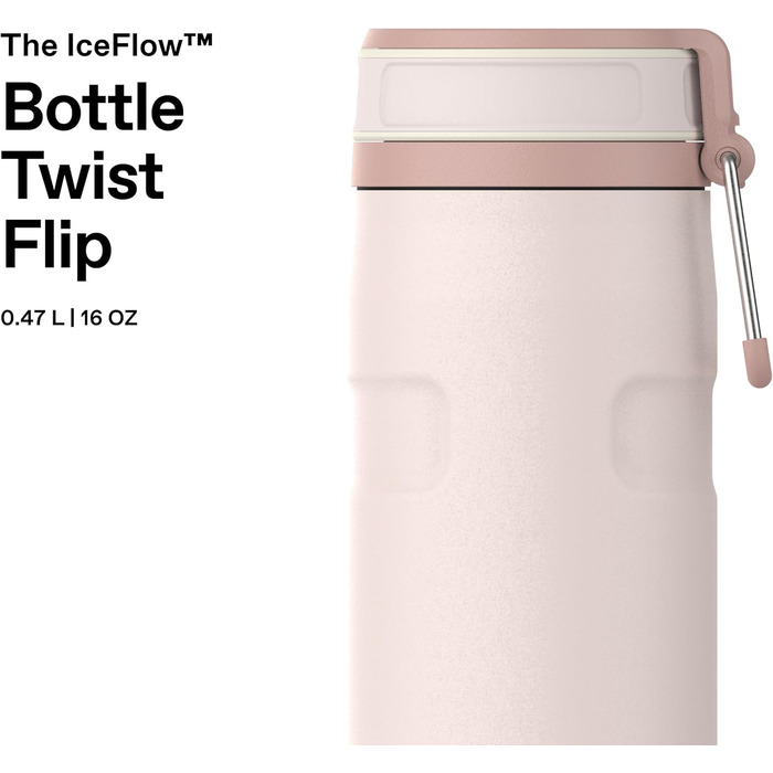Термопляшка Stanley IceFlow Twist Flip 0.47л, Rose Quartz — герметична, зі сталі, для напоїв
