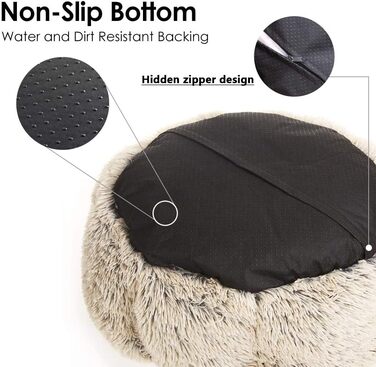 М'яке ліжко для собак, кругле килимок для котів, плюшеве ліжко, зручне гніздо, килимок-подушка, ліжко-донат для собак середніх та великих порід - сірий (50-120см) (100x100x20см, коричневий)