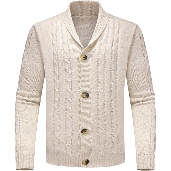 Чоловіча в'язана жилетка з коміром-шарфом, в'язаний пуловер, однорядна жилетка для осені та зими, бежевого кольору