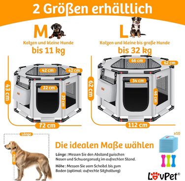LOVPET® Indoor/Outdoor Dog Playpen - Puppy Pen, Dog Cage with Oxford Fabric, Small Animal Enclosure, Cat Run - Includes Toys & Pads, 72x72x43cm, Anthracite Gray