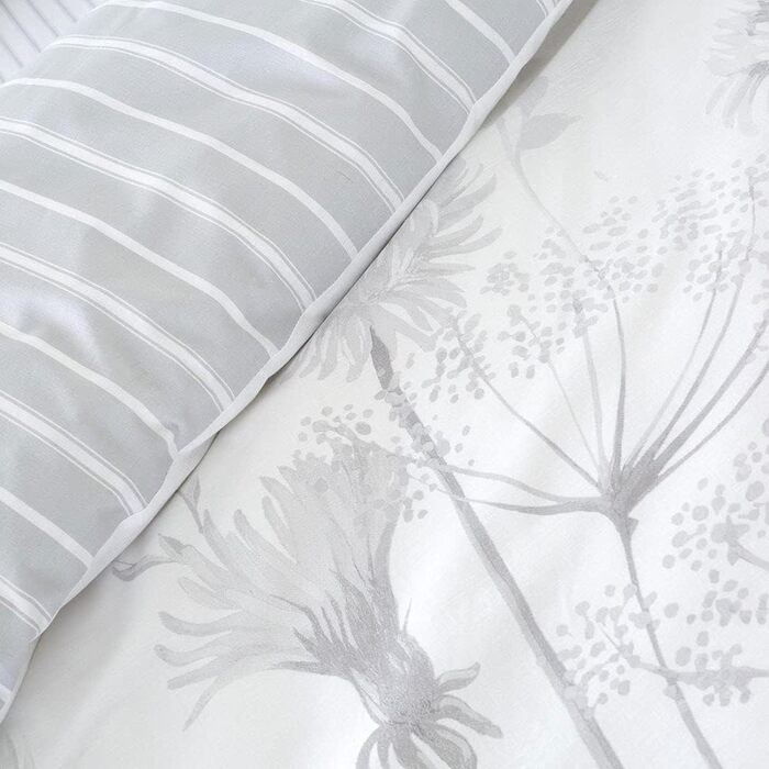 Комплект постільної білизни Catherine Lansfield Meadowsweet Floral (135x200 см, 80x80 см) Білий/Сірий (Super King)