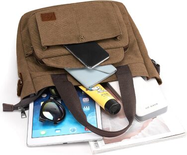 Сумка жіноча Canvas Hobo через плече, повсякденна крос-боді сумка-тоут для пляжу, багатофункціональна сумка з відділеннями, вінтажна сумка для роботи, подорожей, університету (Коричнева)