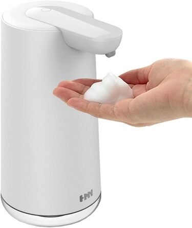 Frohsun Automatic Soap Dispenser - Rechargeable, Touchless, Motion Sensor, 350ml Capacity, Adjustable Foam Volume, IPX7 Waterproof - for Kitchen, Bathroom & Hotel Use (White)