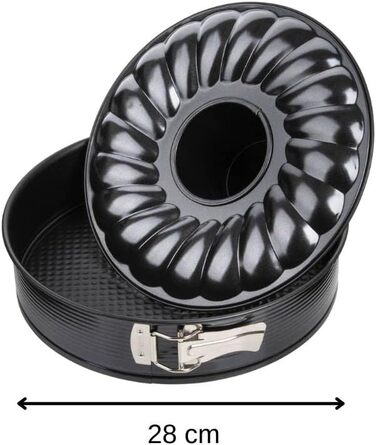 Форма для випікання Zenker Springform Ø 28 см, чорна металева, з антипригарним покриттям, набір з 2 днами