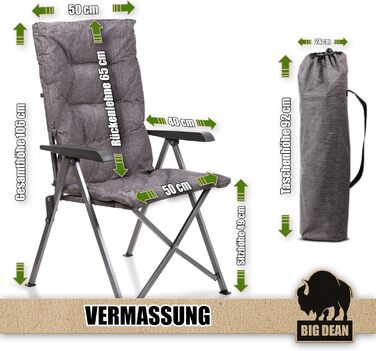 Складний туристичний стілець BigDean Bequemer з регульованою спинкою