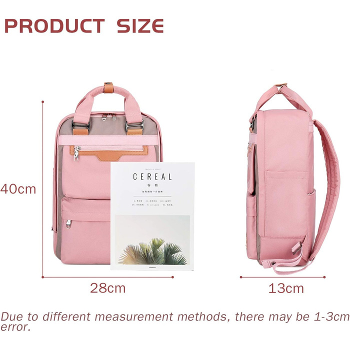 Рюкзак Myhozee для жінок та чоловіків: водонепроникний, з відділенням для ноутбука 15.6 дюймів, антикрадійний, для навчання, подорожей, роботи (Рожевий)