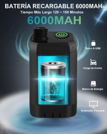 AUTOPkio Camping Shower with Pump, Upgraded Camping Shower 6000mAh Rechargeable Pump, Smart Digital Display for Camp, Outdoor, Pet, Emergency (Black)