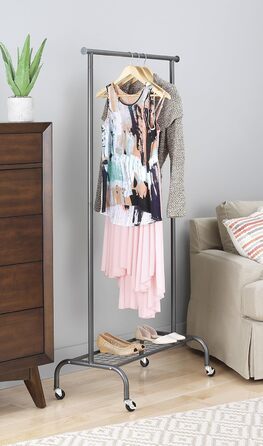 Whitmor Clothes Rack, Adjustable, White/Chrome (Gunmetal Grey)