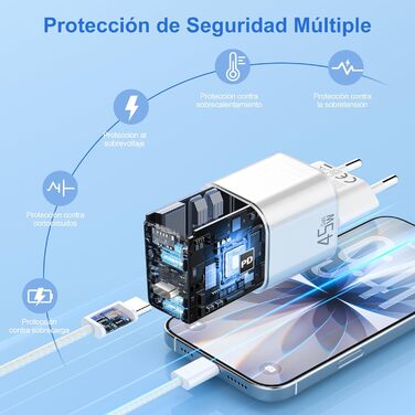 Зарядний пристрій USB-C YISH 45W з кабелем Type-C 60W: Швидка зарядка, PD 3.0, адаптер живлення для смартфонів та планшетів