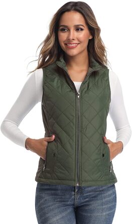 Жіноча легка куртка Longking з блискавкою, без рукавів, топ, кофта, для активного відпочинку (L, хакі)