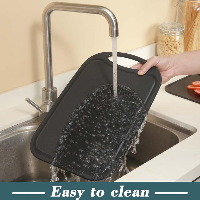 Набір з 3 дерев'яних обробних дощок Hunnycook: велика, середня, маленька, з жолобками для соку, антибактеріальні, чорні, BPA-free, для миття в посудомийній машині