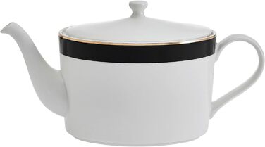 Mikasa Luxe Deco Porcelain Teapot, large 4-cup teapot with filter, 1.1L, Art Deco print and genuine gold accents, dishwasher safe