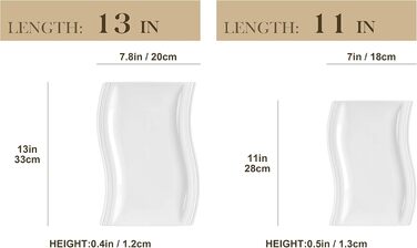 MALACASA Набір тарілок Serie Flora, 2 шт., кремово-білий порцелан, 33.7x28 см та 27.9x20.3 см