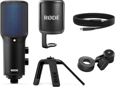 RØDE NT-USB+ Професійний USB-мікрофон для запису аудіо на комп'ютер/мобільний пристрій, чорний